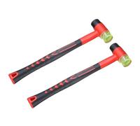 QUARKZMAN 2pcs Maillet en Caoutchouc Double Face avec Poignée en Plastique Anti-Dérapant Marteau en Caoutchouc avec Maillet de Rechange Souple/Dur pour Maroquinerie Carrelage, Rouge