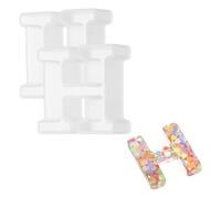 QUARKZMAN 2Pcs Matrice À Lettres en Résine 2.5 Pouces, Lettre H Alphabet Capital 3D Matrice À Lettres en Silicone pour Fabrication De Bougies DIY Décoration Maison Fête Art Signes Mots