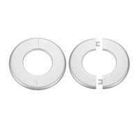 QUARKZMAN 2pcs Panneau De Plomberie Murale Fendue 64mm/2.5" Auto-Adhésif ABS Plastique Ronde Rosace Design À Boucle Pour Tuyau D'eau Salle De Bain Cuisine Décoration, Ton Argenté