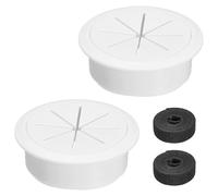 QUARKZMAN 2Pcs Passe-Câble De Bureau, 2.4" (60mm) Cache-Trou Pour Câbles En Plastique ABS, Organisateur De Câbles Flexible Avec Attache-Câble De 6.5ft Pour Table De Bureau À Domicile, Blanc
