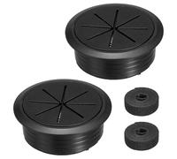QUARKZMAN 2Pcs Passe-Câble De Bureau, 2.4" (60mm) Cache-Trou Pour Câbles En Plastique ABS, Organisateur De Câbles Flexible Avec Attache-Câble De 6.5ft Pour Table De Bureau À Domicile, Noir