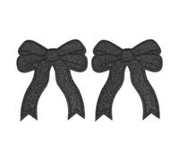 QUARKZMAN 2Pcs Patches Chenille Pour Noeud Latéral, Patches À Repasser Applique Brodée Mignonne Noeud 5" Pour DIY Vêtements Tissu Chapeaux Chaussures Sacs, Black
