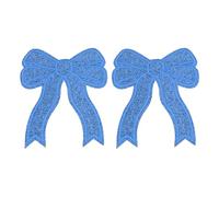 QUARKZMAN 2Pcs Patchs Chenille Nœud Latéral, Patchs À Repasser Nœud Mignon Applique Brodée 5" pour DIY Vêtements Tissu Chapeaux Chaussures Sacs, Blue