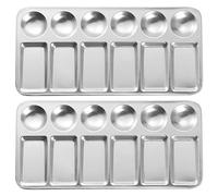 QUARKZMAN 2pcs Peinture Palettes Plateau 9" x 4.3" 12 Puits Aluminium Rectangle Peinture Mélange Palettes pour Acrylique Huile Aquarelle artistes DIY Peinture