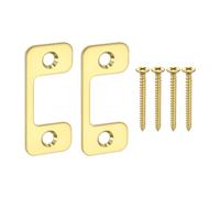 QUARKZMAN 2Pcs Plaque De Gache Ajustable, 2-1/4" x 1" Plaque De Gache Pour Serrure A Deadbolt En Acier Inoxydable, Plaque De Gache A Latch Ajustable Avec Vis Pour Portes Exterieures, Or