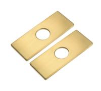 QUARKZMAN 2Pcs Plaque de Recouvrement de Trou de 6 Pouces, en Acier Inoxydable, pour Robinet d'Évier de Salle de Bain ou de Cuisine, Rectangle (Doré Brossé)