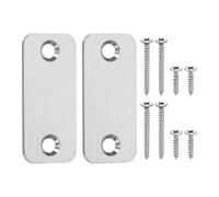 QUARKZMAN 2Pcs Plaque De Remplissage De Trou De Bord De Porte, 2.22" x 1" Plaque De Gâche En Acier Inoxydable À Coins Ronds Avec Vis Pour Fixer Les Portes En Bois, Argent