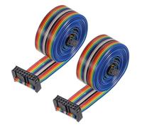 QUARKZMAN 2pcs Plat Ruban Câble 2,54 mm Pas 16 Broche Type-C Arc-en-ciel IDC Plat Ruban Fil Connecteur 148 cm Longueur Fils