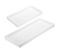 QUARKZMAN 2Pcs Plateau De Salle De Bain 7.9" & 11.8" pour Savons Clés Blanc | Plateaux Distributeur De Savon En Silicone, Organisateur D'évier De Cuisine Incassable, Bougie Bijoux