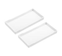 QUARKZMAN 2Pcs Plateau de Service Petit Blanc Mini Plateau 4" x 8" Plateau Rectangulaire en Plastique Plateaux de Service en Bois Décoratifs Plateau Ottoman pour Cuisine Salle de Bain
