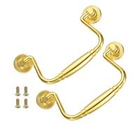 QUARKZMAN 2pcs Poignée À Anneau, 4 Pouces Poignée De Tiroir À Anneau Balancé, 81mm/3.2 Pouces Distance Entre Les Trou, Pour Tiroir En Bois Commode Armoire Or