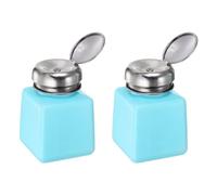 QUARKZMAN 2Pcs Pompe de Distribution de Liquide Alcoolisé 100ml pour Ongles, Bouteille Vide Bleue