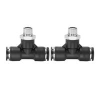 QUARKZMAN 2pcs Raccord De Ligne D'Air 1/2" Tube OD x NPT 1/4" Male Thread Push To Connect Branch Tee Pneumatic Branch Tee Quick Push To Connect Ligne D'Air Tuyau Pour Water Air Oil Pipe