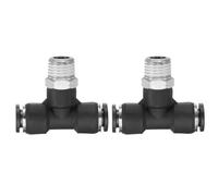 QUARKZMAN 2pcs Raccord De Ligne D'Air 5/16" Tube OD x NPT 1/4" Male Thread Push To Connect Branch Tee Pneumatic Branch Tee Quick Push To Connect Air Line Hose Pour Water Air Oil Pipe