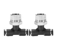 QUARKZMAN 2pcs Raccord De Ligne D'Air 5/32" Tube OD x NPT 3/8" Male Thread Push To Connect Branch Tee Pneumatic Branch Tee Quick Push To Connect Air Line Hose Pour Water Air Oil Pipe