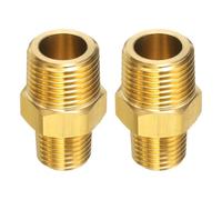 QUARKZMAN 2pcs Raccord en Laiton 3/8" NPT x 1/4" NPT Mâle Raccord Hexagonal en Laiton Adaptateur de Prolongation de Tuyau Connecteurs de Tuyau pour Douche, Huile, Ligne d'eau