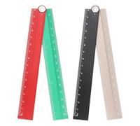 QUARKZMAN 2pcs Règle Droite Pliable 30cm Métrique Alliage d'Aluminium Rapporteur Pliable Règle d'Angle Outil de Mesure Géométrique avec Ligne d'Angle, Noir Or/Rouge Vert