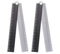 QUARKZMAN 2pcs Règle Droite Pliante 30cm Métrique Noir Ton Argent | Rapporteur Pliable, Règle d'Angle, Outil de Mesure Géométrique avec Ligne d'Angle, Alliage d'Aluminium