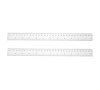 QUARKZMAN 2pcs Règle En Plastique Transparent 30cm (1.18 Pouce) Règle Droite À Extrémité Avec Échelle Noire Pour ureau À Domicile