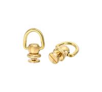 QUARKZMAN 2Pcs Rivets à Vis en Laiton, 13mm, Anneau en D en Laiton Massif, Rivets à Bille Rotatifs à 360 Degrés pour Sac à Main, Ceinture, Doré