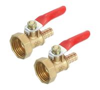 QUARKZMAN 2Pcs Robinet à Bille Mini en Laiton pour l'Eau, Interrupteur d'Arrêt, G1/2" Femelle x 5/16" Barb de Tuyau, Poignée d'Opération à 180 Degrés, Robinet en Laiton