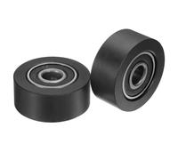 QUARKZMAN 2pcs Roues à Galet en POM avec Roulements à Billes, 12x48x20mm Roue à Rouleau de Guidage à Courroie, Roulette Guide Poulie Plate Roue Universel pour Courroie (Noir)