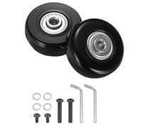 QUARKZMAN 2pcs Roulette Valise de Remplacement, Roue Valise Universelle pour Bagages 45x18 mm, Roues Pivotantes en Caoutchouc avec Accessoire Réparation pour Valises Cabine Chariot, Noir