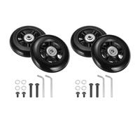 QUARKZMAN 2pcs Roulette Valise de Remplacement, Roue Valise Universelle pour Bagages 84x24mm, Roues Pivotantes en Caoutchouc avec Accessoire Réparation pour Valises Cabine Chariot, Noir
