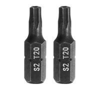 QUARKZMAN 2pcs T20 Torx Embout Tournevis 1/4" Tige Hexagonale 25mm/1" Longueur Acier S2 Tête Étoile 6 Pointes Embout Tournevis Hex Sécurité Avec Trou Pour Impact Outilss, Noir
