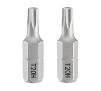 QUARKZMAN 2pcs T20H Embout de Tournevis Torx 1/4" Tige Hexagonale 25mm/1" Longueur Magnétique Tête Étoile à 6 Pans Acier S2 Embout de Tournevis avec Trou