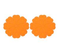 QUARKZMAN 2Pcs Tapis de Dessous de Plat en Silicone, Motif Fleuri Dessous de Plat Silicone Protège-Table Résistant à la Chaleur pour Comptoir, Plats Chauds, Casseroles, Orange