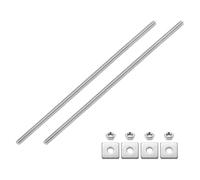 QUARKZMAN 2Pcs Tige Filetée Complète, M6 x 200mm 304 Acier Inoxydable Tiges Filetées Complètes Avec Écrous Et Rondelles Pour Colliers, Suspentes Et U-Bolts, Argenté