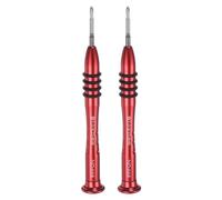 QUARKZMAN 2pcs Tournevis De Precision Y-Type 2.0x25mm Magnetique 3 Pointes Mini Style Stylo Avec Manche En Aluminium Anti-Derapant Pour Lunettes Montre Laptop Electronique, Rouge