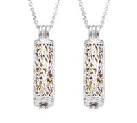 QUARKZMAN 2Pcs Tree of Life Cremation Necklace, Pendent En Acier Inoxydable Cylindre Creux Petit Objet Commémoratif Avec Conteneur De Cendres Intérieur Bouchon À Vis Pour Femmes.
