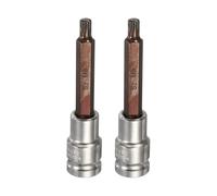 QUARKZMAN 2Pcs Triple Square Spline Bit Socket Pour 1/2" Drive M8 Metric Sized S2 Steel 12 Head Long Screwdriver Drill Bits CR-V Steel Socket Adapter Pour Home Auto Axle Hex Nut Bolt Repair