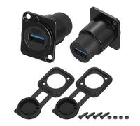 QUARKZMAN 2Pcs USB 3.0 Panneau Monté Coupleur, Connecteur Pass-Through D-Type USB, Extension Bulkhead 5.0Gbps Noir pour Maison/Bureau/Industriel