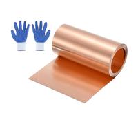 QUARKZMAN 3.28ft Rouleau De Feuille De Cuivre, 1000x100x0.2mm Bande De Cuivre naturele Rouleau De Métal Feuille De Métal Avec Gants Imperméable Pour Toiture Réparation Maison Projets DIY