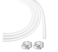 QUARKZMAN 3.3ft Tuyau En Caoutchouc De Silicone Transparent 3 mm x 6mm Tube Plastique Flexible Pour Brassage, Vinification, Pompe A Siphon, 1/8" ID 1/4" OD, Avec 2pcs Colliers