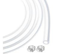 QUARKZMAN 3.3ft Tuyau En Caoutchouc De Silicone Transparent 6mm x 10mm Tube En Plastique Flexible Pour Brassage, Vinification, Pompe A Siphon, 1/4" ID 3/8" OD, Avec 2pcs Colliers