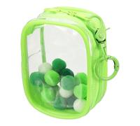 QUARKZMAN 3.5 inch Pochette Transparente pour Figurines, Mini Pochette Étanche avec Porte-Clés Et Pompons pour Affichage De Poupées Blind Box (Carré, Vert Clair)
