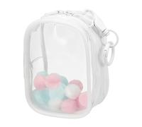 QUARKZMAN 3.5 inch Sac Transparent pour Figurine, Mini Pochette Étanche pour Pièces avec Porte-Clés Et Pompons pour Exposition De Poupées Boîte Surprise (Carré, Blanc)