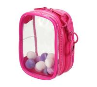 QUARKZMAN 3.5 inch Sac Transparent pour Figurines, Mini Pochette Transparente Etanche pour Pièces avec Porte-Clés Et Pompons pour Affichage De Figurines Blind Box (Carré, Rouge)