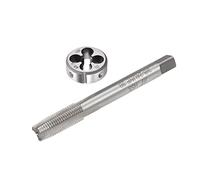 QUARKZMAN 3/8-24 UNF Rond Filière et Machine Taraudage Ensemble, Filetage Droit Principal Enfilage Die 3 Droite Rainures H2 3pcs