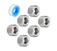 QUARKZMAN 3/8"NPT Interne Hex Filetage Douille Tuyau Bouchon Inox Acier avec PTFE Ruban Mâle Filetage Tuyau Capuchon Argent 6pcs