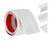 QUARKZMAN 3-en-1 Moulure à Coller, 2.4in x 3.2 ft Moulure Murale Multifonctionnelle, Protège-Bord Flexible Auto-Adhésive Joint de Calfeutrement pour Sol, Table, Blanc Brillant