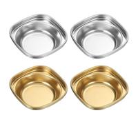 QUARKZMAN 3 Inch Mini Bols À Sauce En Acier Inoxydable, 4 Pcs Bols Ronds À Assaisonnement Assiettes À Apéritif Bol À Condiment Pour Salade Accompagnements Sushi Trempette Ketchup, Or/Argent