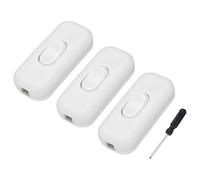 QUARKZMAN 3 Interrupteurs Inline Pour Cordon, 250V 6A Interrupteur Marche Arrêt Avec Tournevis Remplacement Réparation Bouton De Contrôle ON OFF Pour Lampe Lit Lumières LED, Blanc