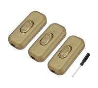 QUARKZMAN 3 Interrupteurs Inline Pour Cordon, 250V 6A Interrupteur Marche Arrêt Avec Tournevis Remplacement Réparation Bouton De Contrôle ON OFF Pour Lampes Lit Lumières LED, Or