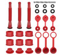 QUARKZMAN 3 Jeu De Bec Verseur Pour Bidon D'Essence Remplacement, Bec Verseur Pour Bidon D'Essence Flexible Bec Verseur Avec Bouchon À Filet Fin/Grosc, Bouchon De Ventilation, Rouge
