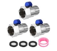 QUARKZMAN 3 Jeu Robinet D'Arrêt Femelle Mâle G1/2" Pour Douche, Robinet De Contrôle De Débit D'Eau En Laiton Pour Tête De Douche Avec Restricteur De Débit, Bleu